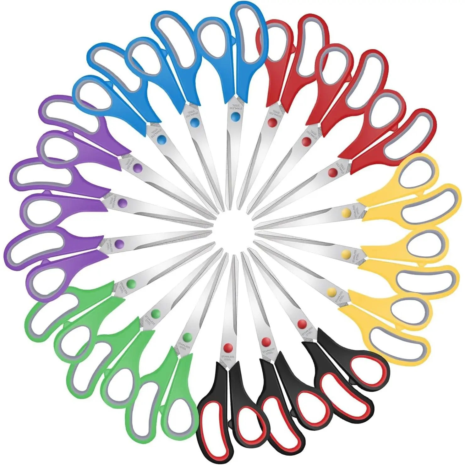 18 Packs 8" Sewing Craft Scissors Bulk,Multipurpose Heavy Duty Sharp Paper Scissors,All Purpose Stainless Steel Scissors for Home Office Student Teacher Supplies