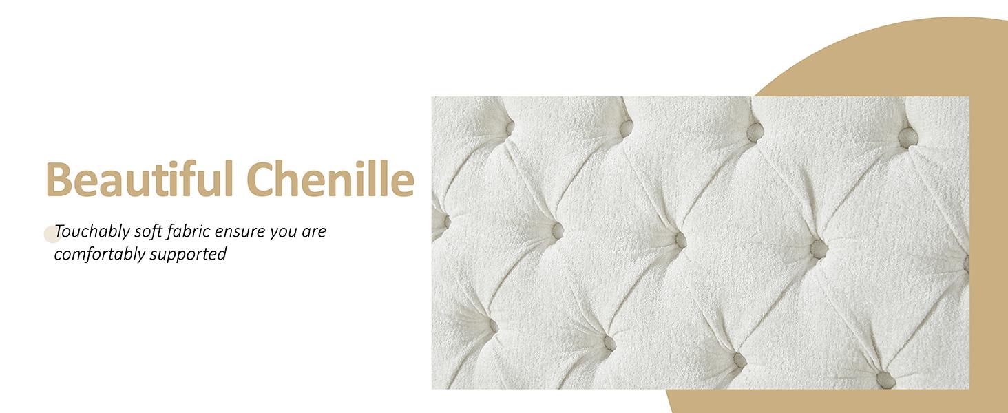 VanAcc Platform Bed Frame, Velvet Upholstered Sleigh Bed with Scroll Wingback Headboard & Footboard/Button Tufted/No Box Spring Required/Easy Assembly