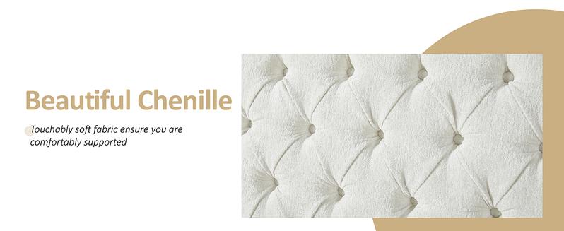 VanAcc Platform Bed Frame, Velvet Upholstered Sleigh Bed with Scroll Wingback Headboard & Footboard/Button Tufted/No Box Spring Required/Easy Assembly