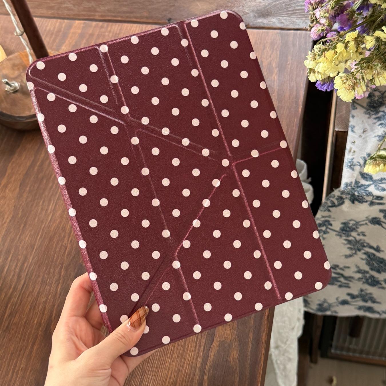 Colorblock Polka Dot iPad Case, Compatible with Pro 11/13 Inch Air 6 Mini 7, Acrylic Anti-Drop Protection, Stylish Design