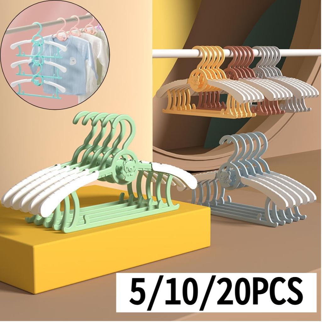 5/10/20Pcs Baby Nursery Closet Hangers, Ultra Thin Non-Slip and Extendable Laundry Infant Pant Hanger for Newborn Clothes - Adjustable Children Coat Hanger for Girl Boy Toddler Kids Child