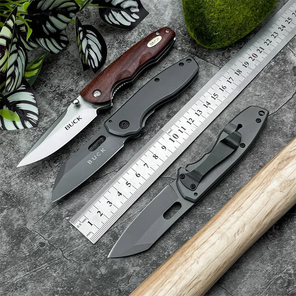 High-Quality Durable Folding Pocket Knife, Ideal for Hiking and Climbing, 440C Blade, Wooden Handle, Lightweight and Portable, Smooth Operation