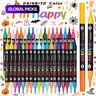 24/48/72Color Dual-Tip Water-Based Acrylic Paint Marker Pens Set, Soft Brush Design, Perfect for Rock, Wood, Glass, Scrapbook, Art Supplies, Artist Supplies, with Bright, Smooth and Quick-Dry Ink, Back-To-School Gift, Halloween Crafts