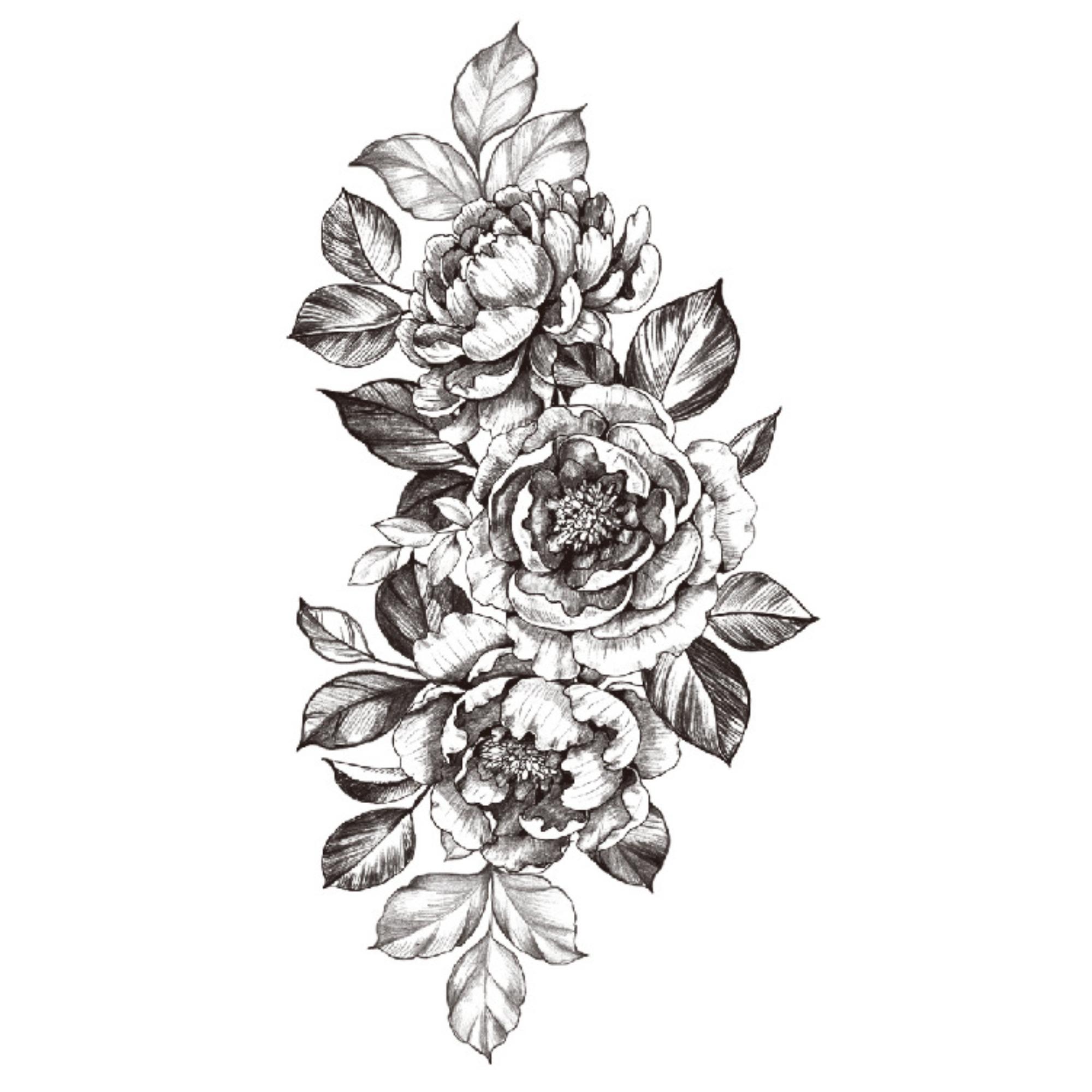 9pcs Death Skull Flower Temporary Tattoo For Women Girls Snake Bird Peony Tattoo Sticker Black Fake Blossom Sexy Tatoo Transfer Adult