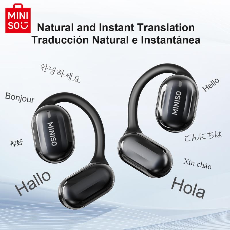 MINISO MS162 Wireless Translation Earbuds with APP Stereo Headset Built-in Microphone Headphones Bluetooth 5.4 Headset 30 Hours Long-lasting Battery Life High-quality Sound Earphones Suitable for Gym Running Exercise