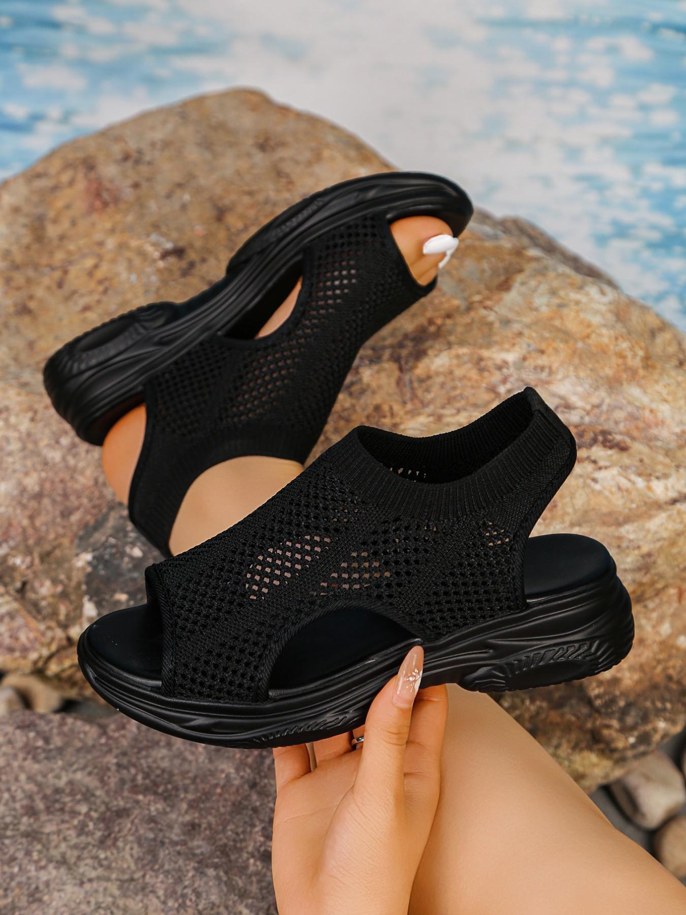 Women's Hollow Out Lightweight Breathable Sandals Comfortable Elastic Fit Fashionable Casual Sports Shoes Non-Sweaty Trendy Design Feminine Ladies Women Fashion Durable Smooth Classic Chic Cute Modern Everyday Style"