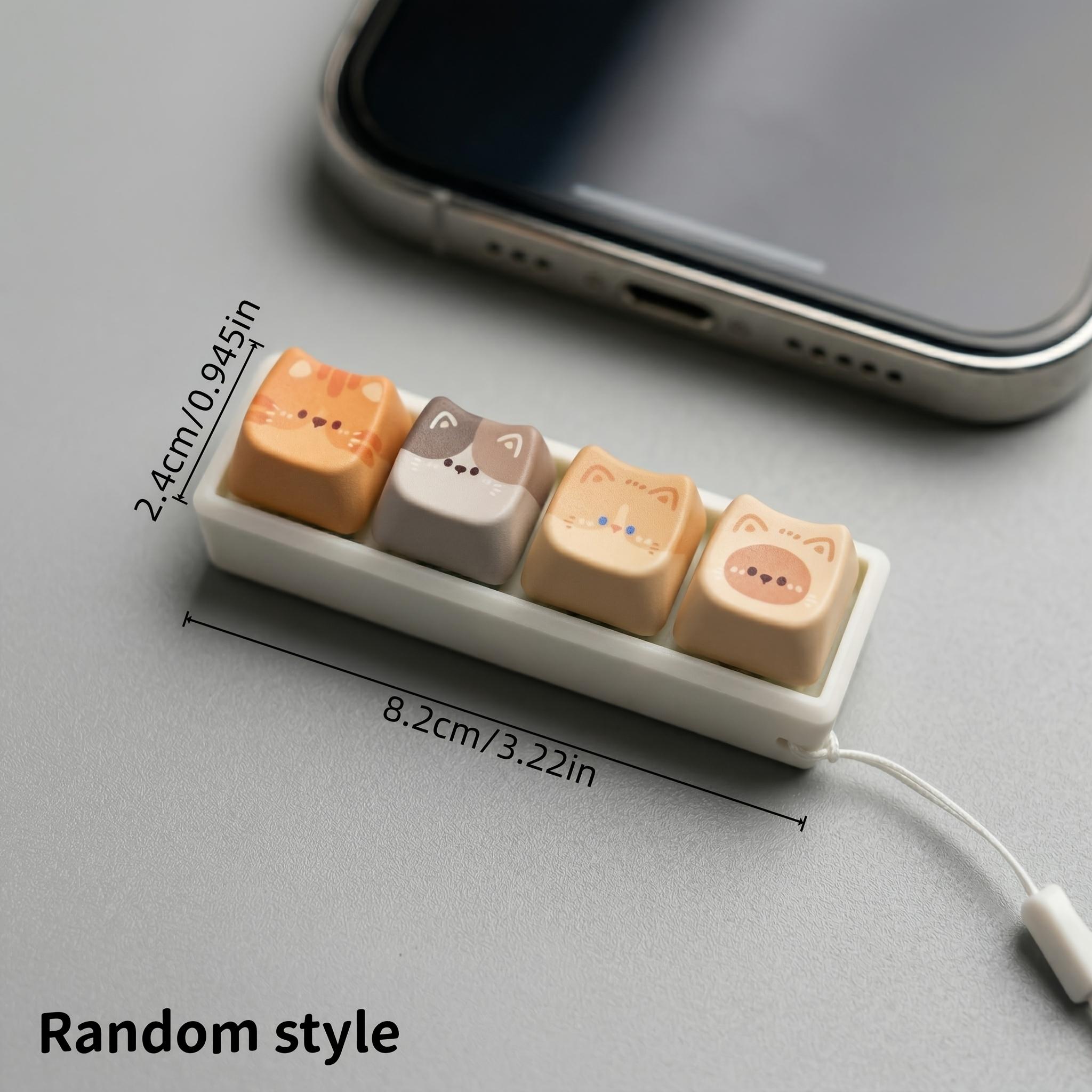 Cute Cat 4-in-1 Keyboard Button Keychain (Keycaps Random)
