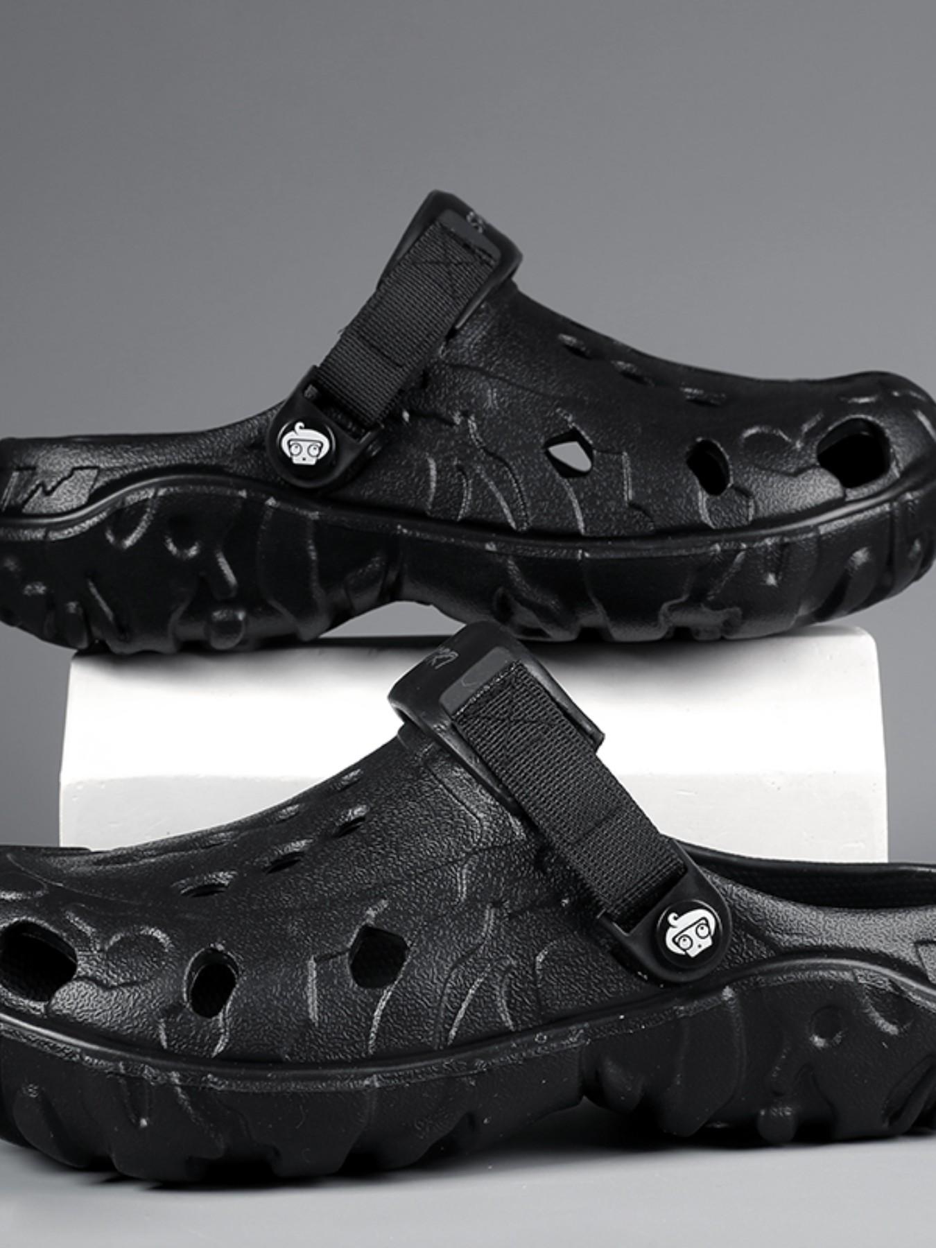 Men's Summer Holey Shoes, Trendy Outdoor Anti-Slip Thick Sole Sandals, Large Size Dual-Use Driving Beach Slippers, Comfortable Footwear