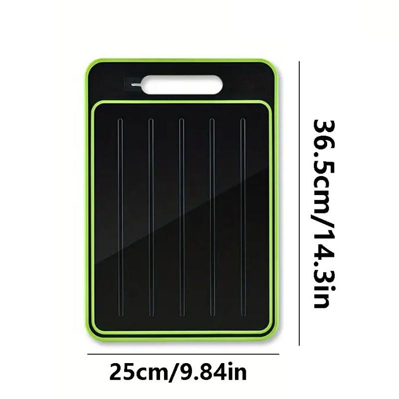 1pc Large 4-in-1 Fast Thaw Defrosting Tray with Cutting Board & Knife Sharpener - Chemical-Free Quick Thawing for Frozen Meat & Food, No Electricity, Heavy-Duty Plastic Multi-Functional Defroster