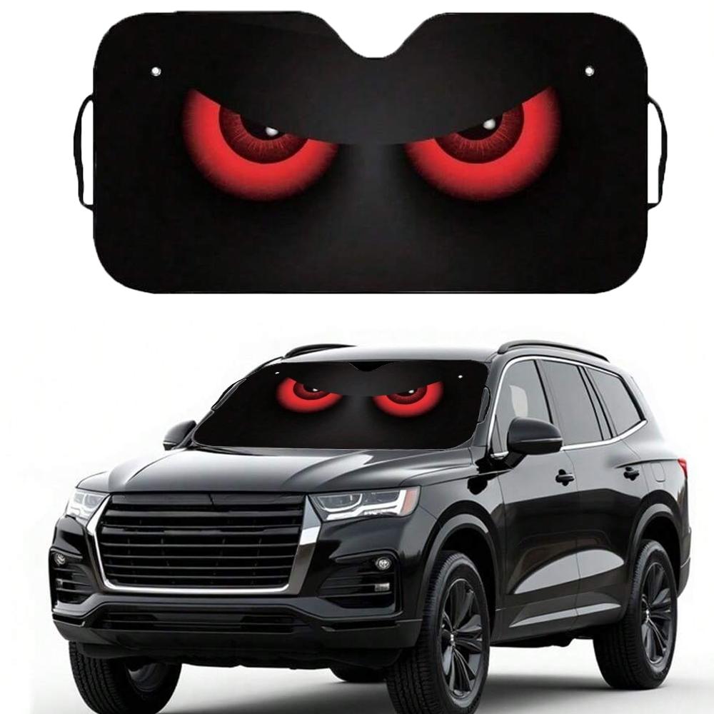 1pcs Cute Eye Car Sunshade, UV Protection, 59x27 Inch Roll-Up Polyester Foldable, Fits Rvs Suvs, Universal Fit, All-Season Use