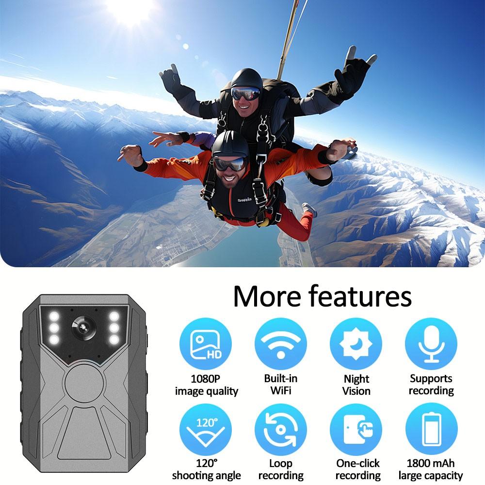 1080P WiFi Body Camera, WiFi Pocket Camera, Multifunction HD Recorder, Mini Security Camera Camcorder with Night Vision & Real-Time Sync, 1800mAh Battery & TF Card Slot, Hands-Free Clip On Recorder for Travel Vloggers, Portable Evidence Recorder