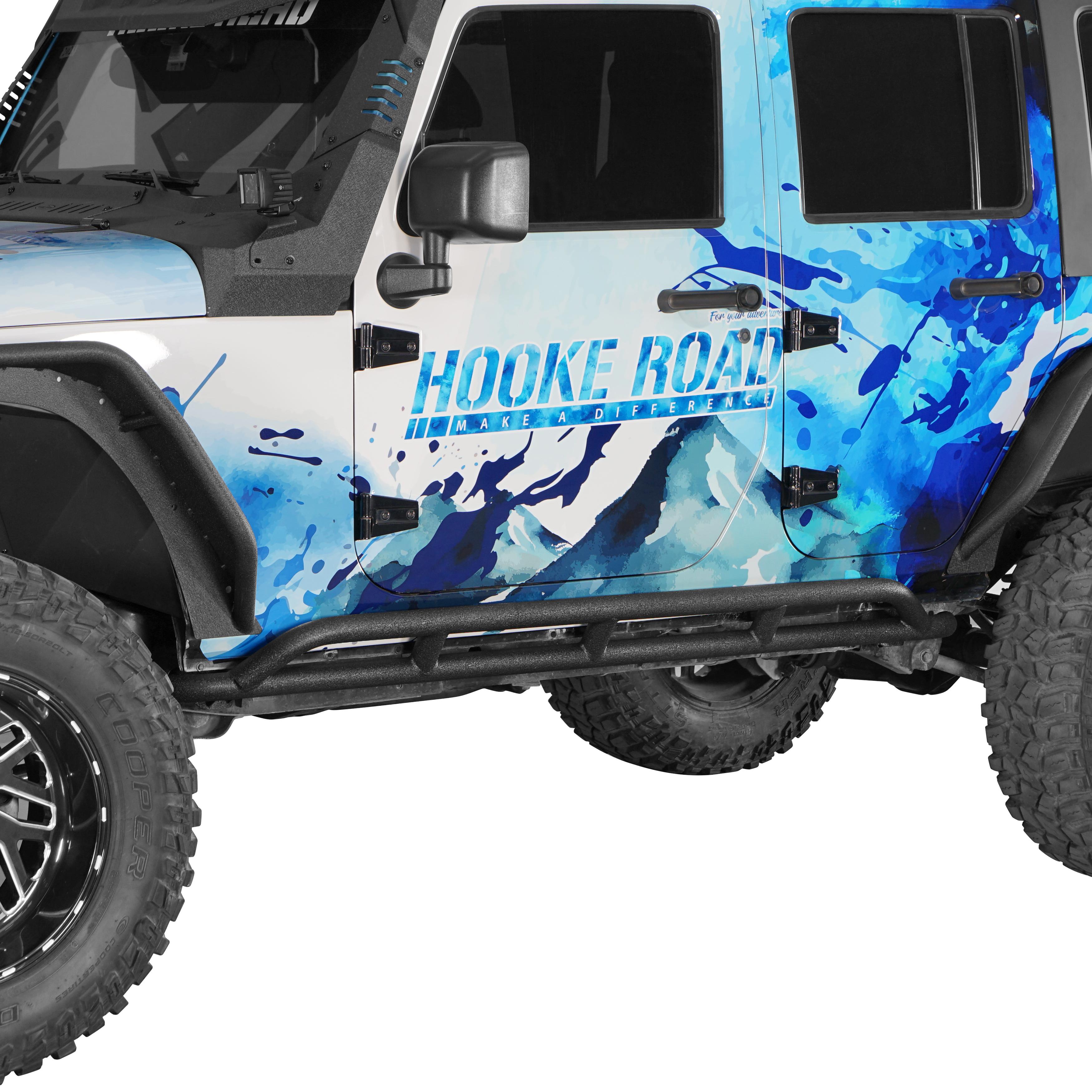 Hooke Road Rocker Sliders for 2007-2018 Jeep Wrangler JK Unlimited 4-Door Automotive Vehicle Accessories Replacement