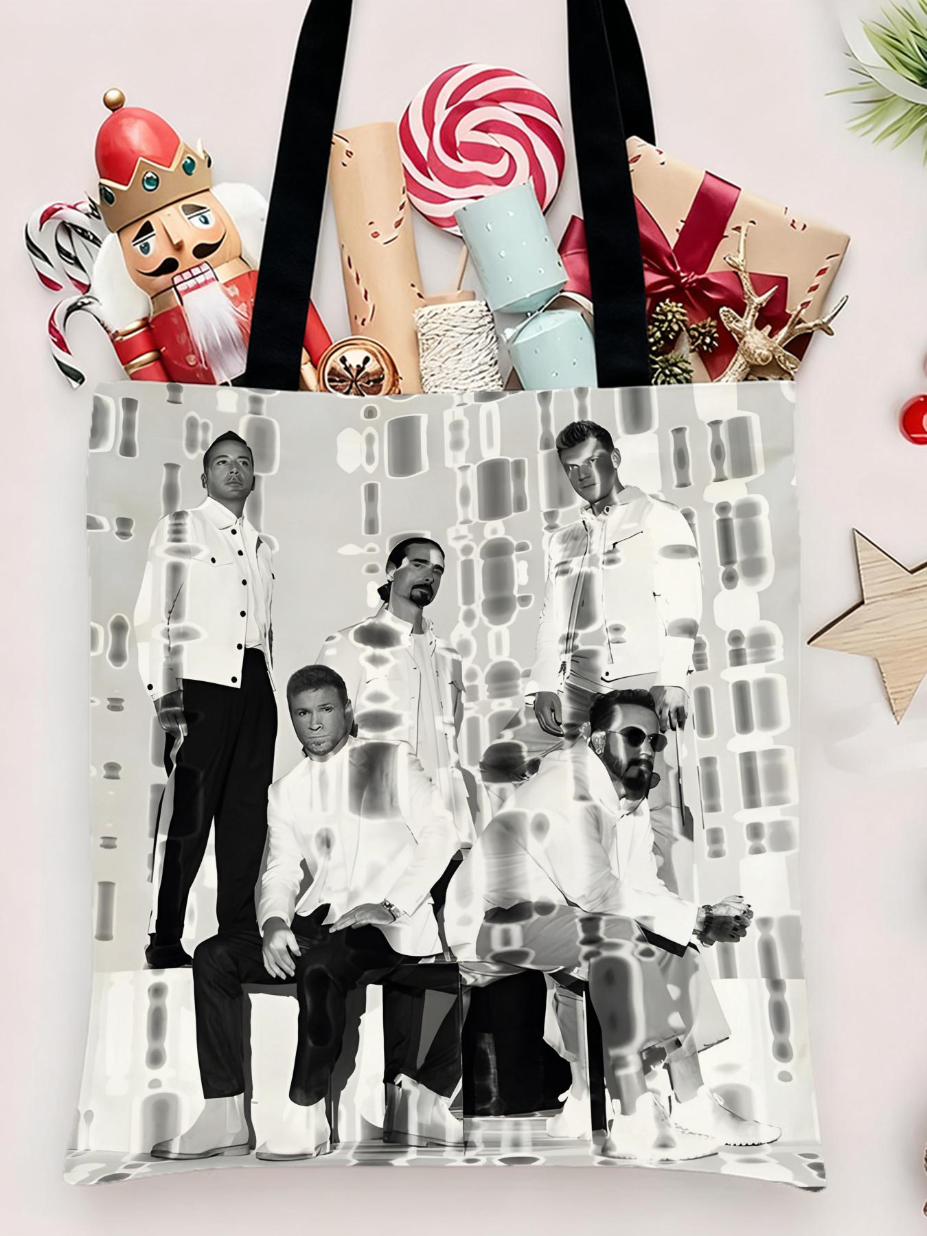Backstreet Boys band Storage Bags Canvas Shopping Bag Christmas Party Tote Women's Handbag Festive Large Capacity Bag for Outdoor Picnic Party Travel Shopping Anime Crossbody Bags for Boys Girls Students Simple Tote