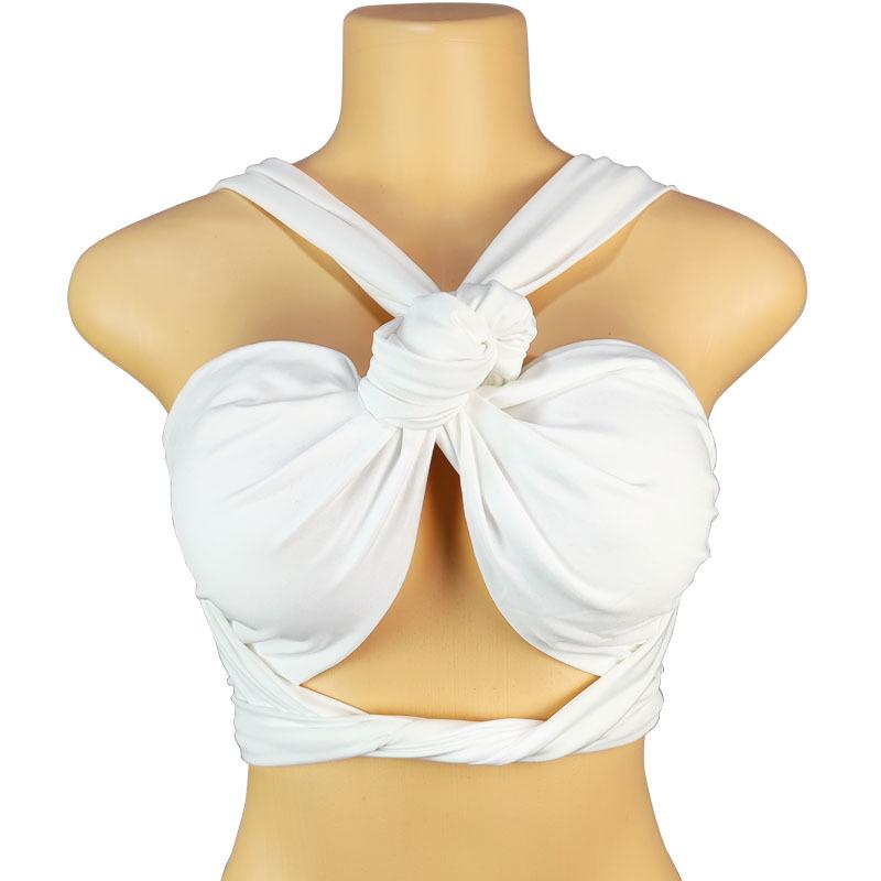 Sexy Tank Top Cross Bandage Backless Sleeveless Halter Crop Tops Women Bare Midriff Camisole Female Tube Top Cropped Vest