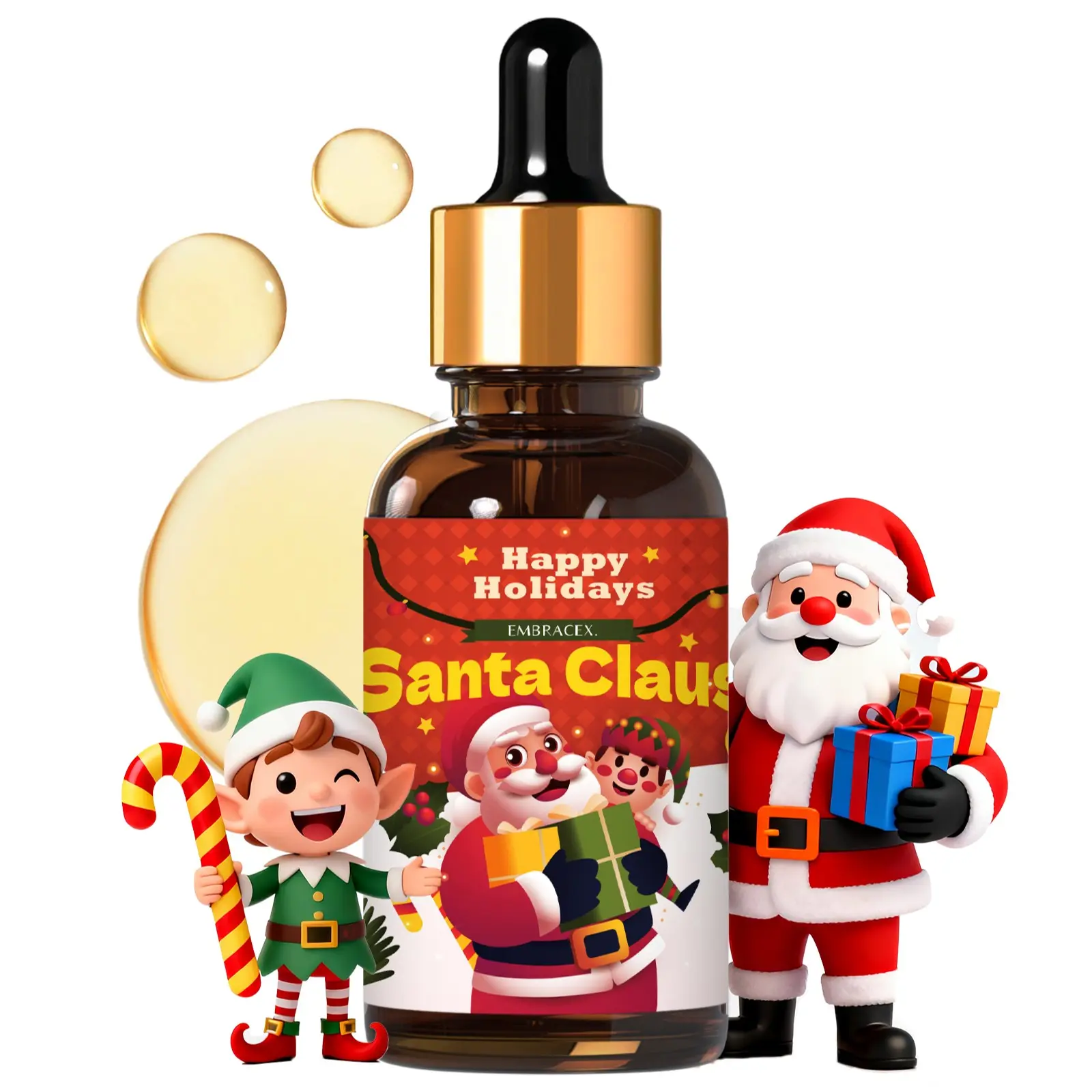 30ML Santa Claus Essential Oils, Multi-Purpose Oil, No Alcohol, Long-Lasting Scent, Holiday Gift, Diffuser, Soap, Candle, Massage, Home Decor