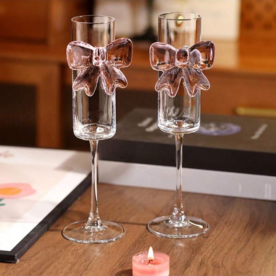 Elegant Large Bowknot Champagne Glass, Cute Butterfly Tall Cup, Ideal for Champagne, Wine, Sparkling Wine, Sweet Wine, Perfect Gift