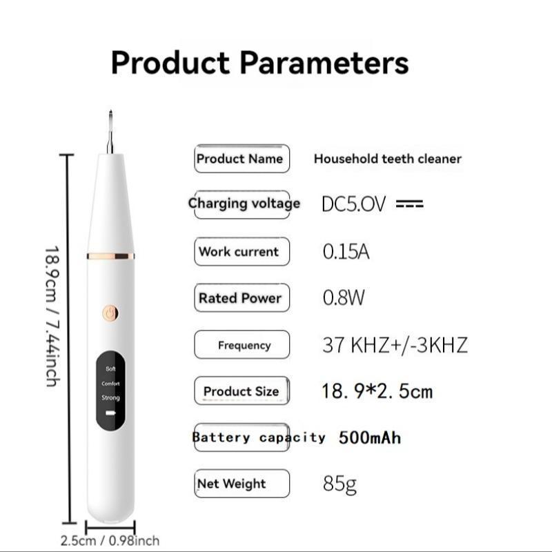 Portable Electric Tooth Cleaner, 1 Box Rechargeable Teeth Polisher with LED Light & Tooth Tools & Replacement Heads, Dental Oral Irrigator