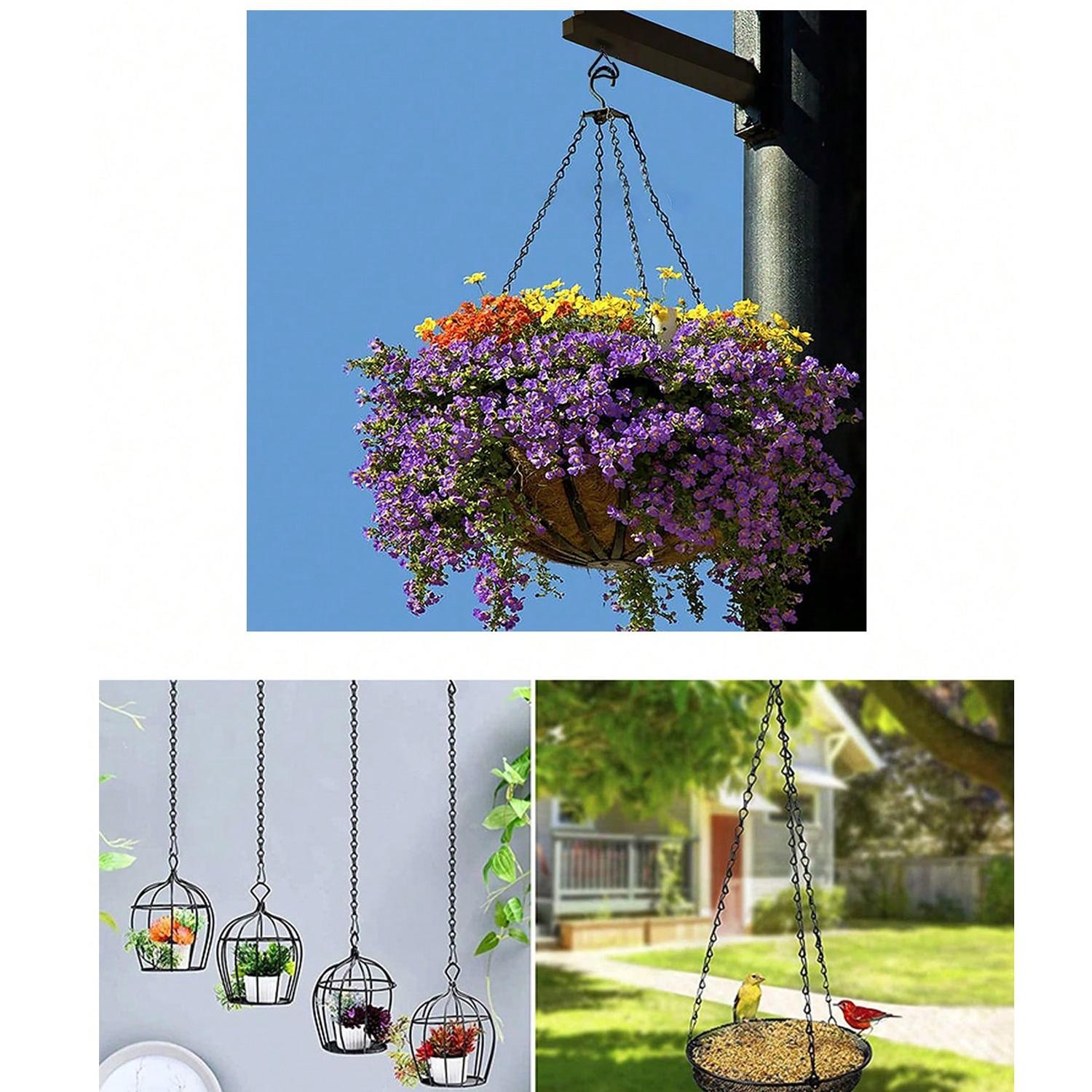 3-Piece Hanging Basket Chain Hooks, Replacement Chains for DIY Bird Feeder Pots Lanterns Decorative Iron Chains