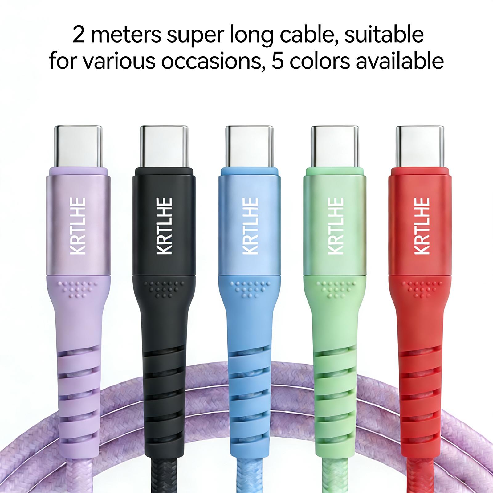 3pcs,60W Nylon Braided,Fast Charging USB-C Cable, High-Speed Data Sync, Durable Round Shape, Male to Male, 100.58cm/201.17cm, with USB to Type-C, for Xiaomi, Huawei, for SamSung, OnePlus, for VIVO, Oppo, for Infinix & other C-connected devices.