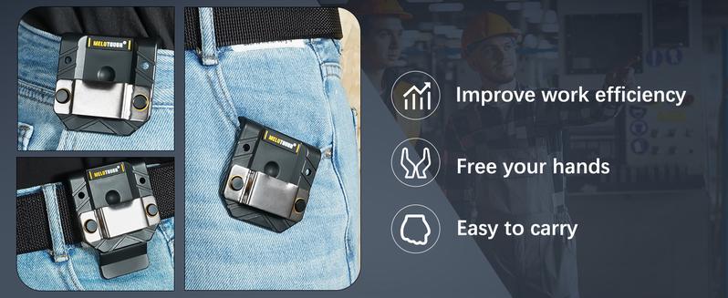 MELOTOUGH Drill Holder Belt Clip Heavy Duty Tape Measure Belt Holder for Cordless Drill Hammer Tools with Hanger Clips Black