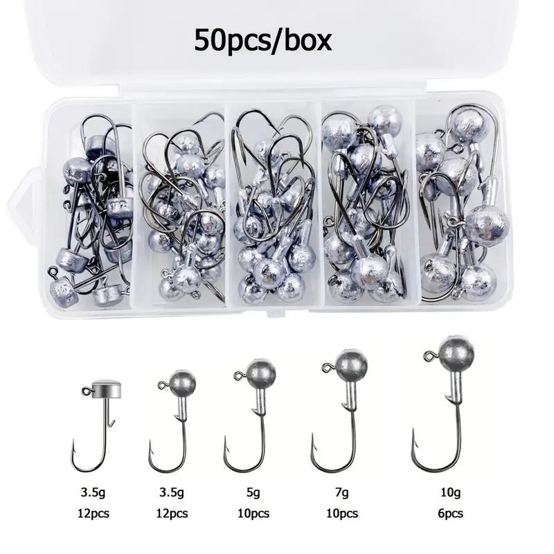 Fishing Hook Set, 50pcs/box Fishing Hook with Storage Box, Durable Metal Structure Fishing Hook, Outdoor Fishing Accessories
