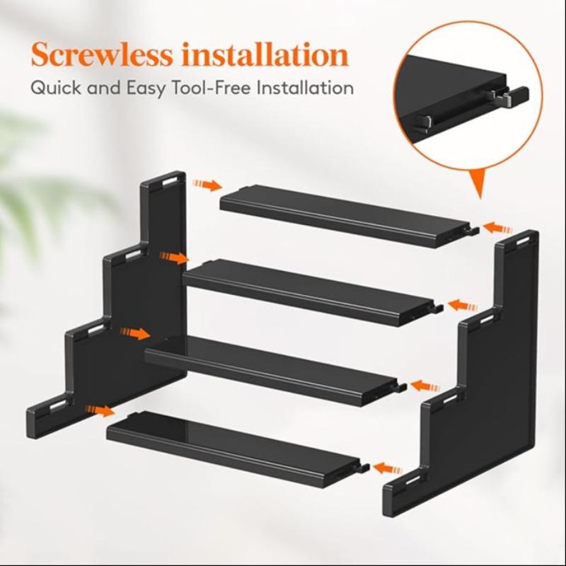 12 Inch Dark Cologne Perfume Rack, Step Style Organizer, Tool-Free Assembly, Display Shelf for Perfumes Skincare Decorations Desserts