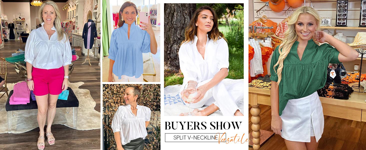 Cicy Bell Womens V Neck Puff Sleeve Blouse Babydoll Peplum Tops Dressy Casual Pleated Loose Fit Shirts Cicy Bell Womens V Neck Puff Sleeve Blouse Babydoll Peplum Tops Dressy Casual Pleated Loose Fit Shirts