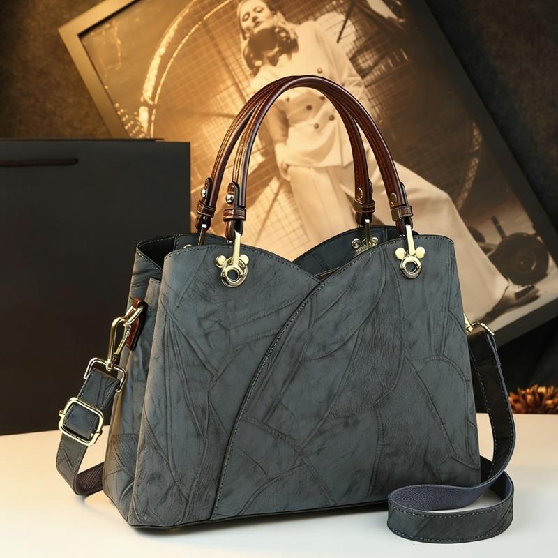 Elegant Vintage Patchwork Handbag, Large Capacity Commuter Tote Bag, Lightweight Luxury Mom Bag, Single Shoulder Crossbody Bag