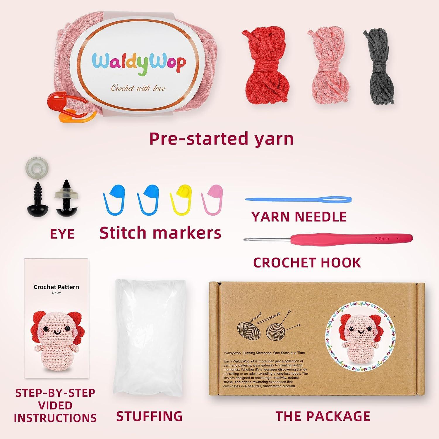 Crochet Kit for Beginners Adults, Wobbles Crochet  Kit, Complete Starter Knitting Set w/Step-by-Step Video Tutorials, Easy Yarn (Extra 40%), Hook - DIY Craft Kits, Gifts for Women