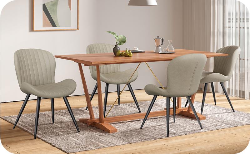 Dining Chairs, Modern Dining Room Chairs Comfy Backrest Thick Upholstered Kitchen Chairs 19IN Height with Metal Legs Dark Grey
