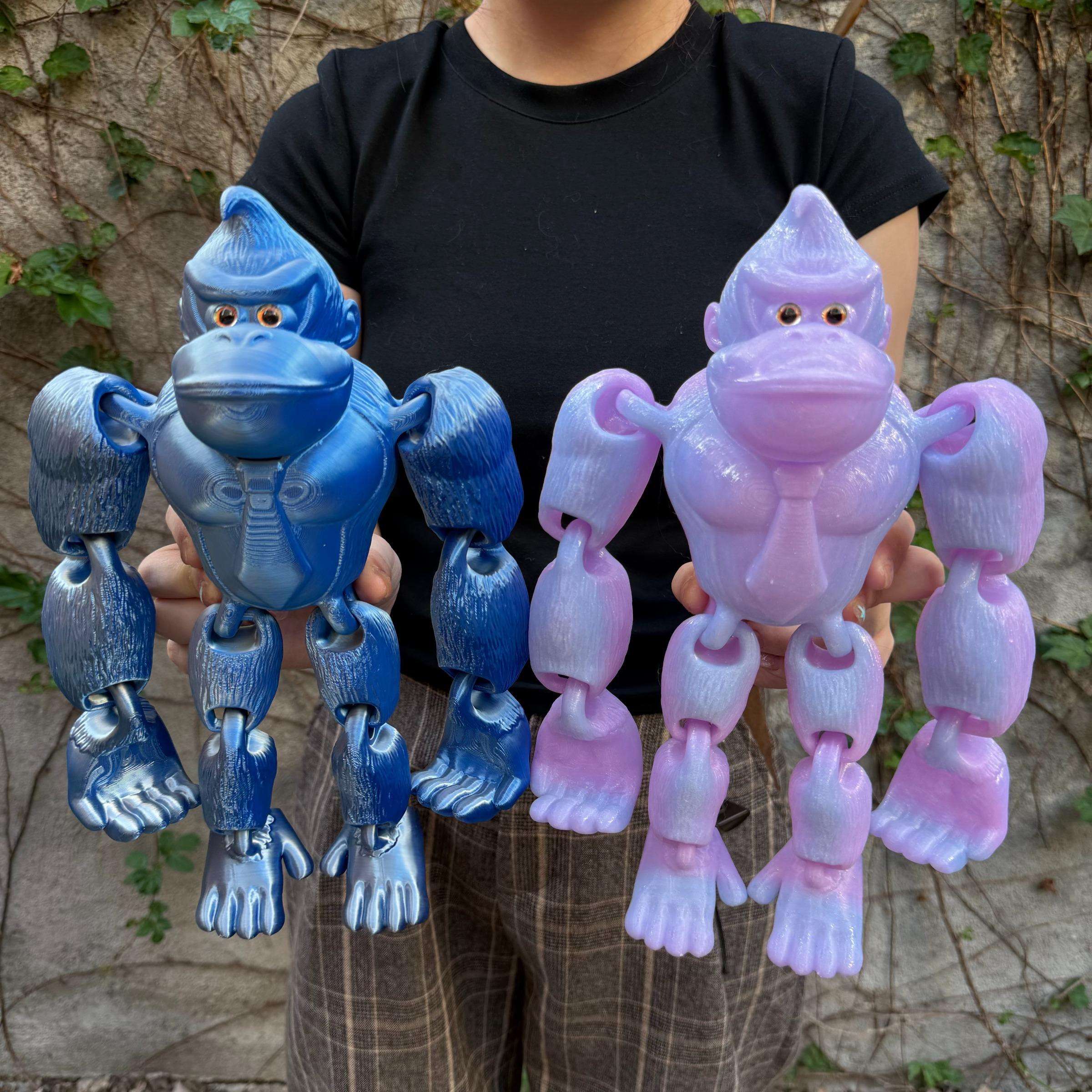 3D Printed Long Arm Gorilla Figurine, Home Decor, Realistic Eyes, Moveable Joints, Articulating Animal Figurines, Christmas Gift, Birthday Present, Animal Statue