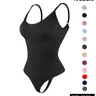 Women's Solid Spaghetti Strap Adjustable Strap Backless Shapewear Bodysuit, Shaper Bodysuits, Seamless Smooth Tummy Control Butt Lifting Bodysuit for Daily Wear, Black