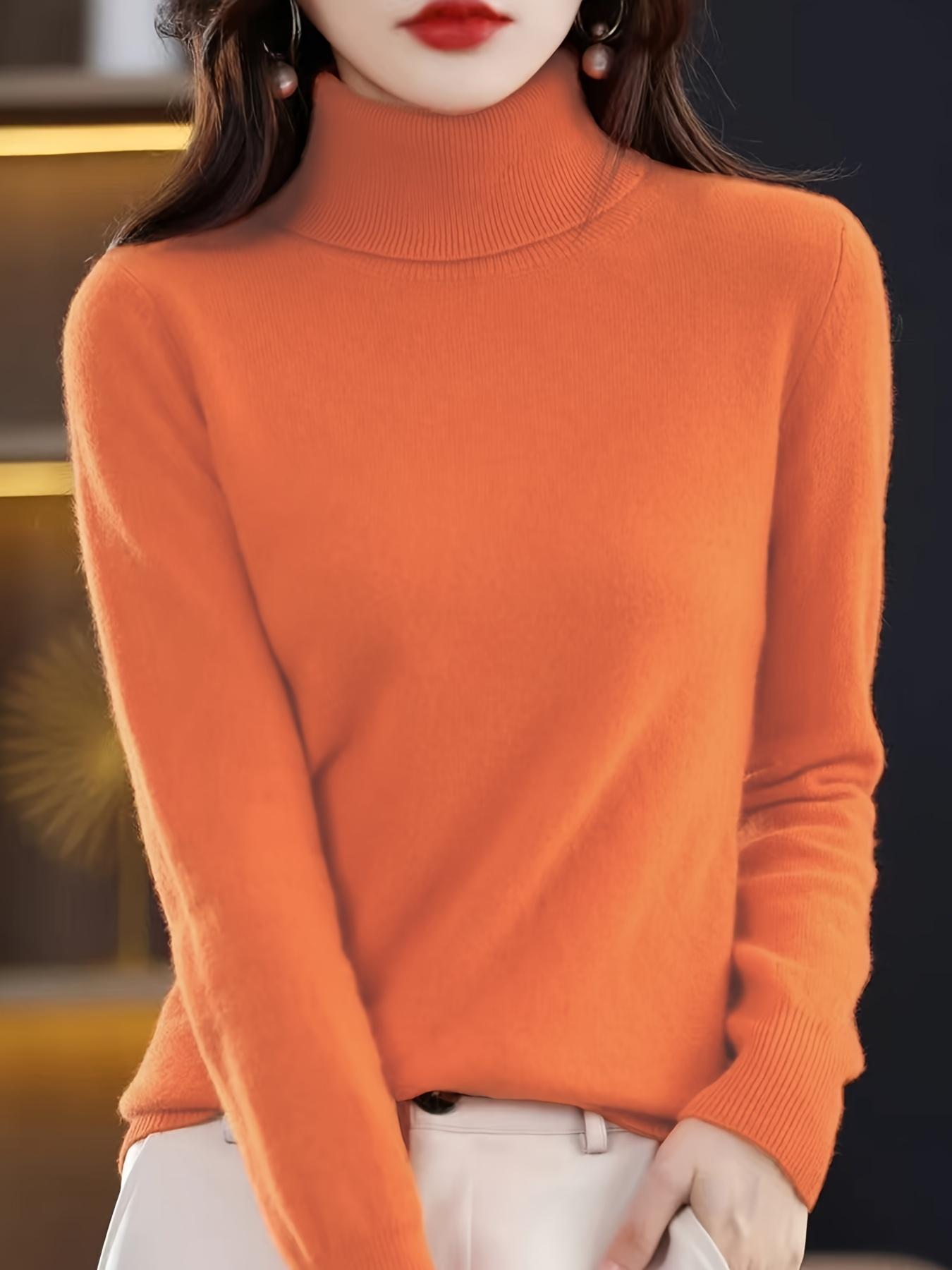 Women's High Neck Pure Color Knit Sweater, Slim Fit Long Sleeve Inner Layer Outerwear, Versatile Fall Winter Top, Knitwear