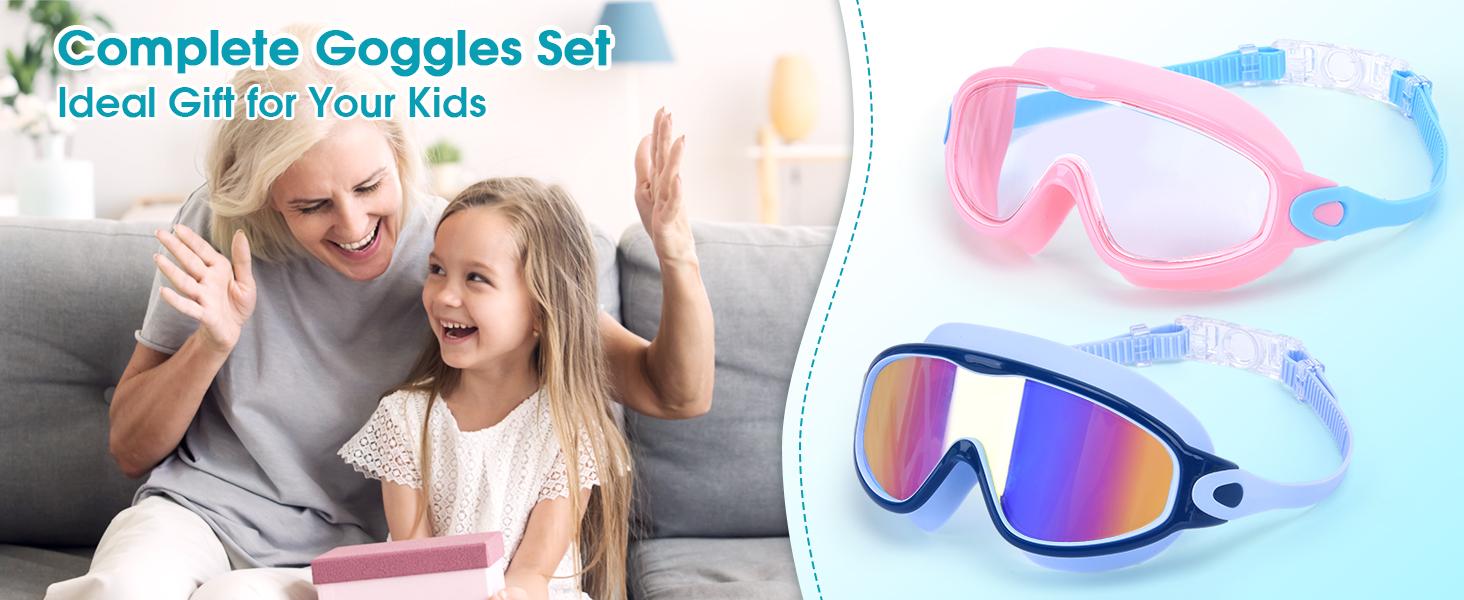 MERSUN 2 Pack Kids Swim Goggles for 3-15 UV Protection Anti-Fog Pool Water Swimming Goggles For Boys Girls Youth Toddler，Anti-fog for Toddler Girls Boys 3-15 Adjustable Waterproof mask high definition swim glass  anti-fog swimming goggles Nose Clips