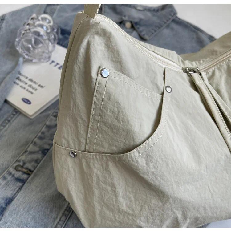Zipper Solid Nylon Women's Handbags 2026 High Quality Sewing Thread Bags for Women Casual Interior Compartment Crossbody Bags
