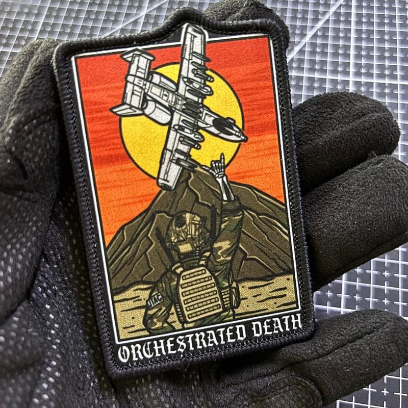 Sunset Fighter Tactical Patch, Tactical Design, Hardcore Tarot Style, Aesthetic, High-Definition Print, Durable Morale Patch, Velcro Backing, Outdoor Backpack Accessory
