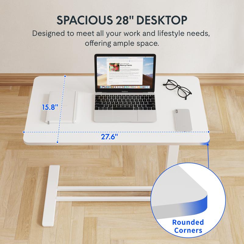 H7 Mobile Adjustable Bedside Table, Standing Desk with Wheels, Rolling Laptop Desk Cart & Portable Computer Workstation for Hospital, Home Office, Bedroom, Living Room, Dorm, and Small Spaces, Reading Studying, Bedside Care Max Load Capacity Gas Spring