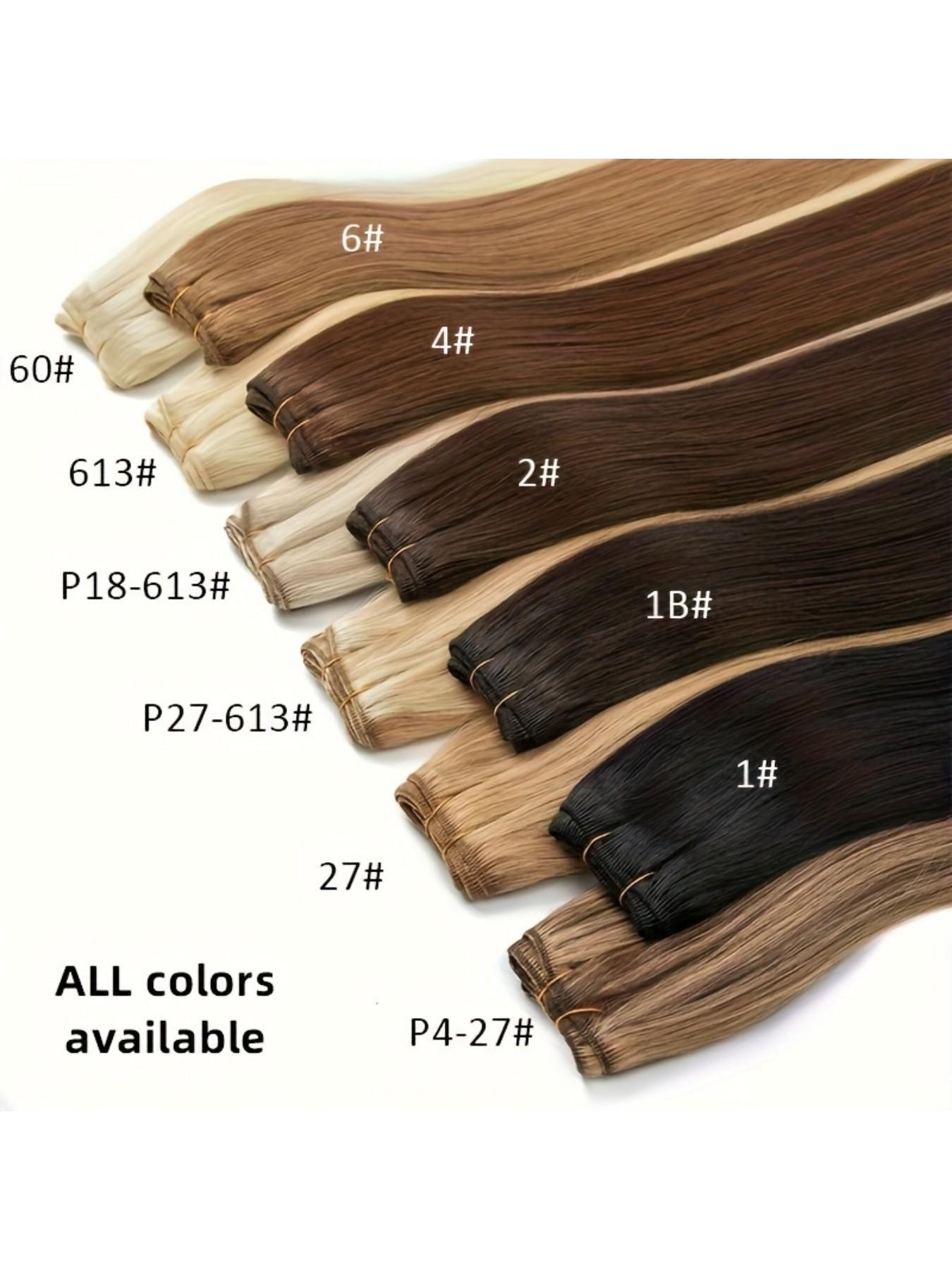 Natural Human Hair Weft Sew in Hair Bundles, Real Machine Made, Invisible Extension, 50g/bundle, for Women & Girls, All Occasions