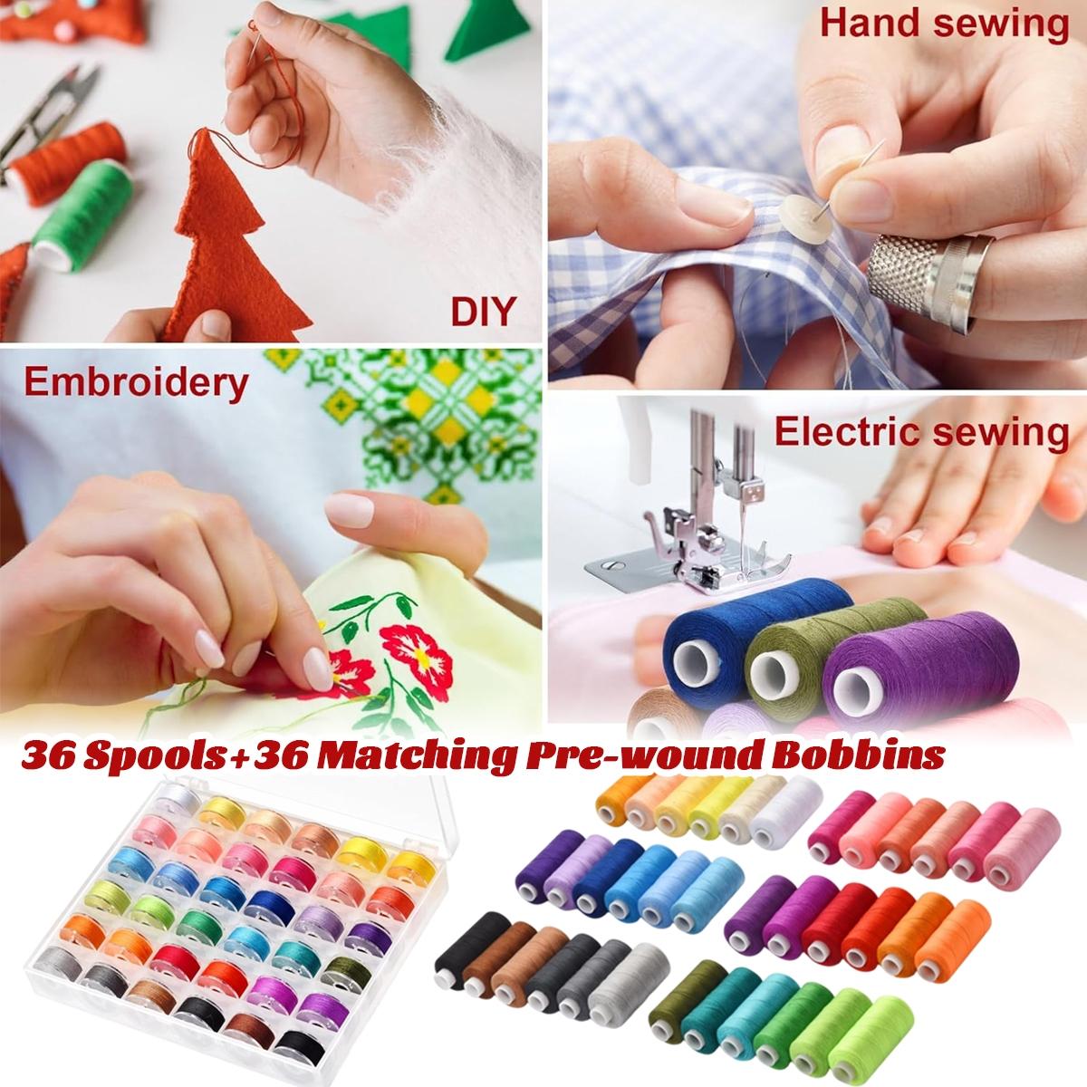 72PCS Sewing Thread Kit with 36 Prewound Bobbins, 36 Colors Polyester Thread Set, 400 Yards per Spool, Sturdy and resistant thread, Compatible with most sewing machines, for Sewing Machine & Hand Sewing, Quilting, Embroidery, Repairs, DIY Crafts