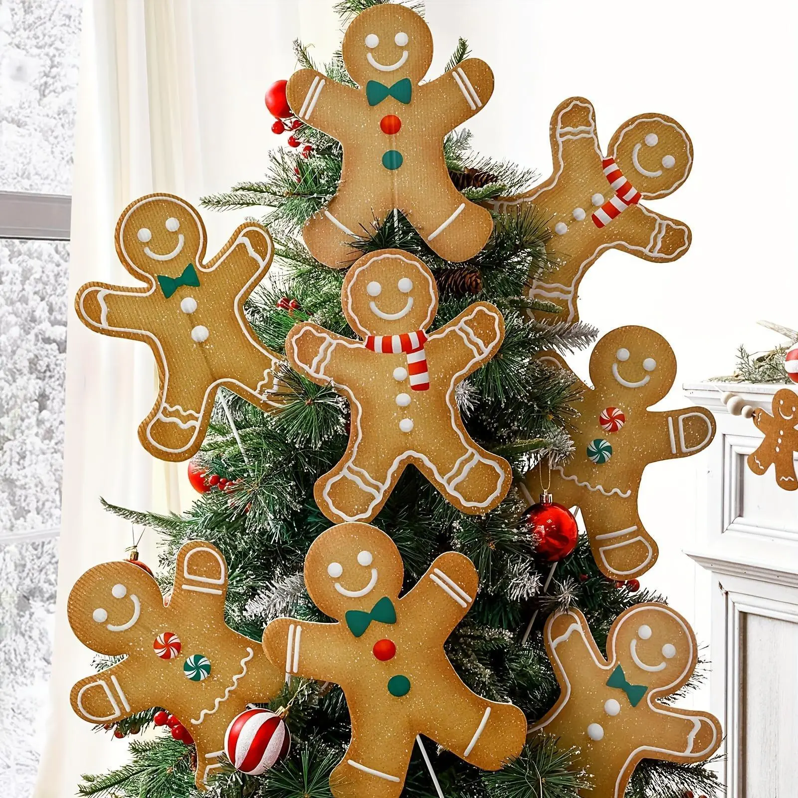 4/8/12pcs Large Gingerbread for Man Christmas Tree Ornaments,Cute Rustic Holiday Decor for Home,School &Office,Christmas Pendant