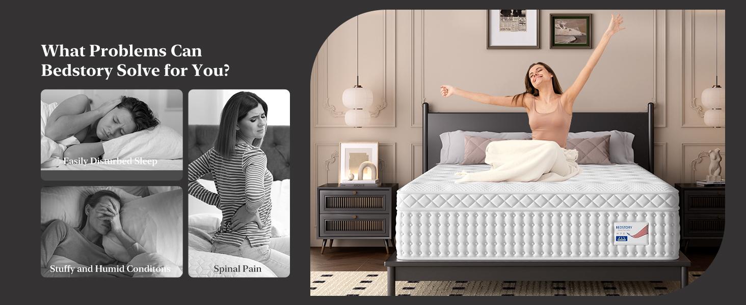 BedStory 14 Inch Queen King Mattress - Extra Lumbar Support - Medium Firm Memory Foam Hybrid Mattress with Pocket Springs, Fiberglass Free BedStory 14 Inch Queen King Mattress - Extra Lumbar Support - Medium Firm Memory Foam Hybrid Mattress with Pocket Springs, Fiberglass Free