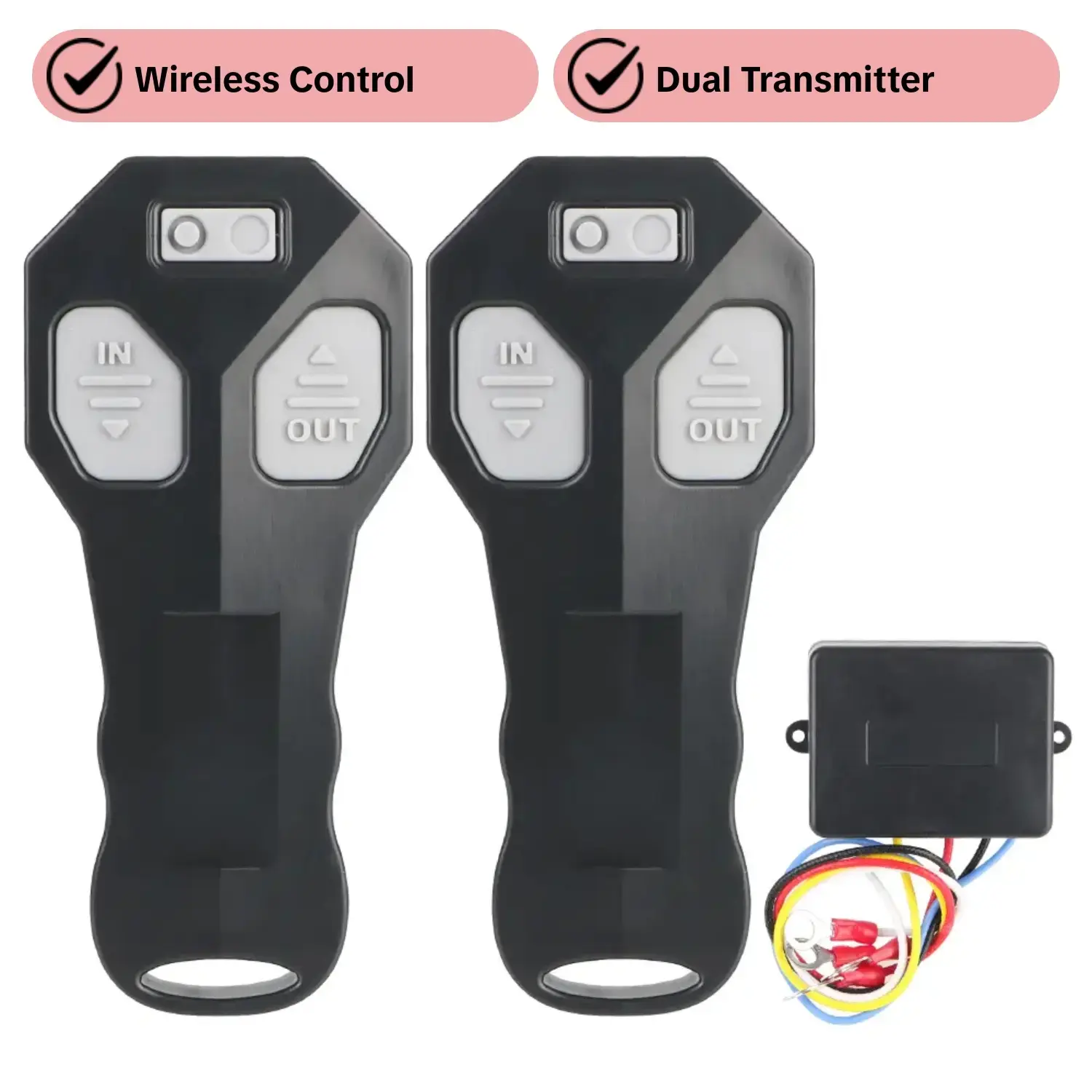 12V/24V Winch Remote Controller Handset Switch Controller, Wireless Dual Manual Transmitter, Winch Remote Control Set Kit