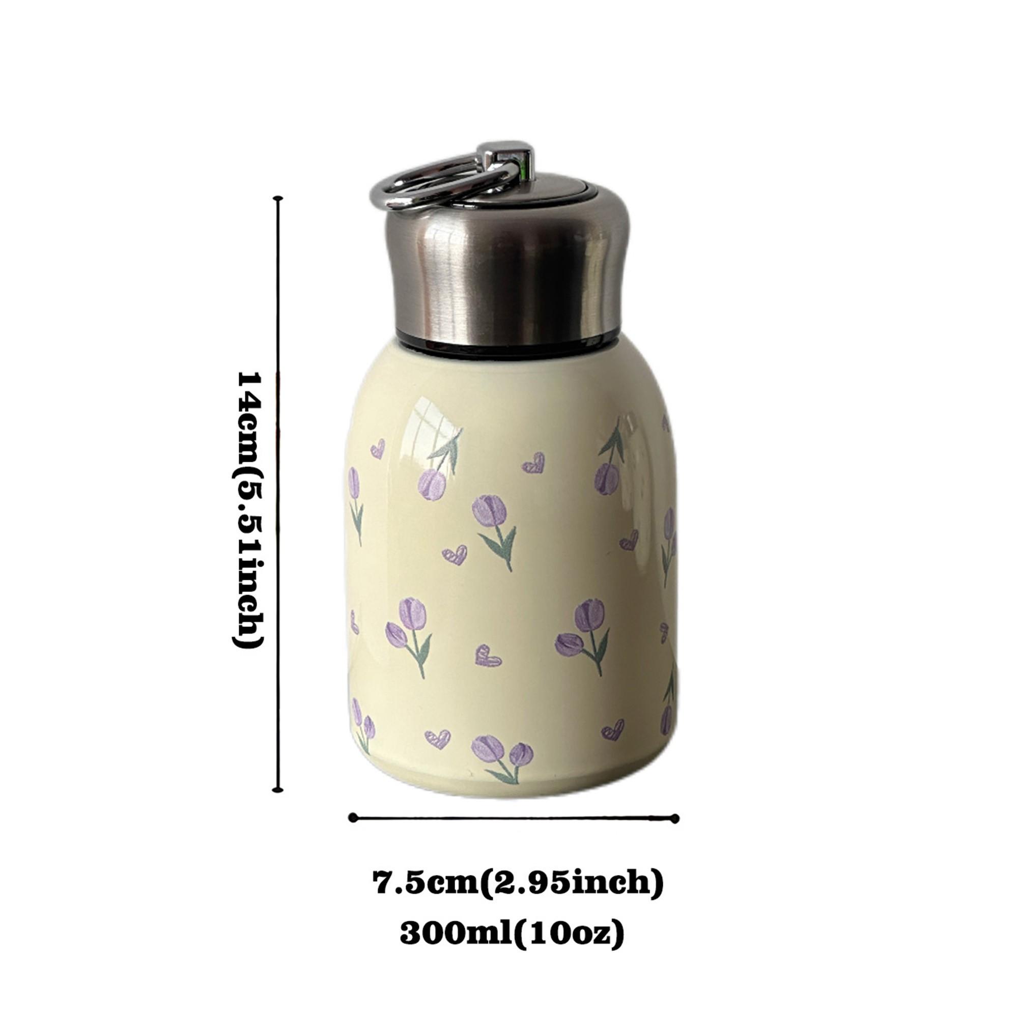 300ML Tulip Theme Dual-Layer Stainless Steel Insulated Cup, Pocket Cup, Travel Mug, Outdoor Water Bottle, Gift for All Occasions