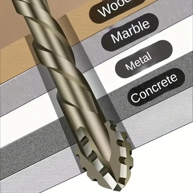 6pcs Carbide Sawtooth Offset Drill Bit Set, 4-Teeth Hex Shank for Ceramic Tile, Cast Iron, Concrete, Dry Drilling Tool Kit