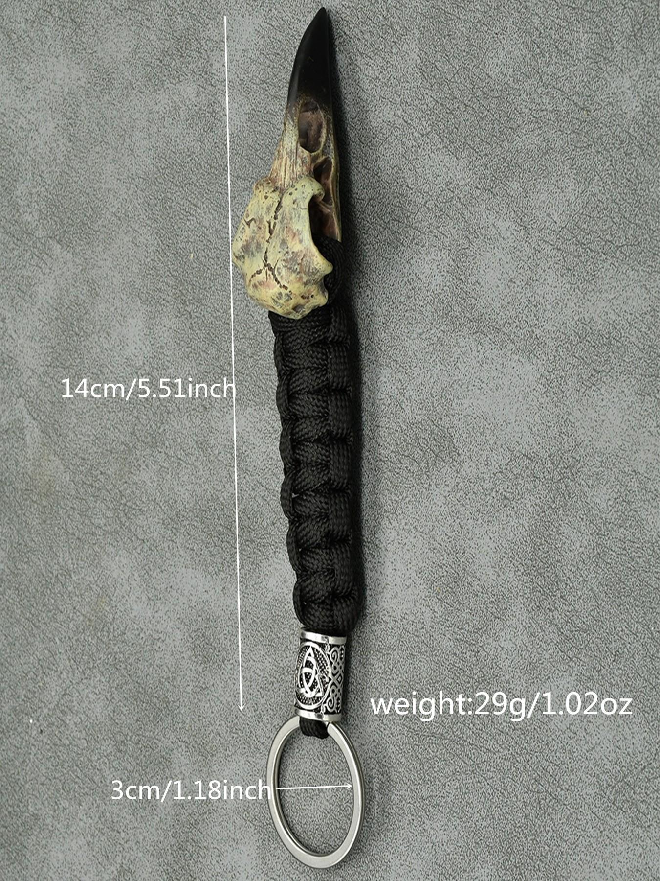 Odin Raven Skull Resin Pendant Keychain, Paracord Rope Norse Pirate Key Ring, Unique Viking Style Accessory, Durable and Stylish Design