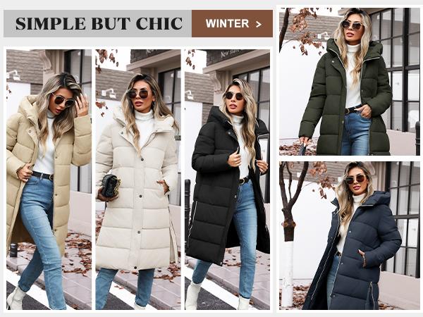 Womens Winter Long Puffer Coat Thicken Ladies Down Quilted Jacket Puffy Padded Zip Hood Parka Side Zipper Trendy 2025