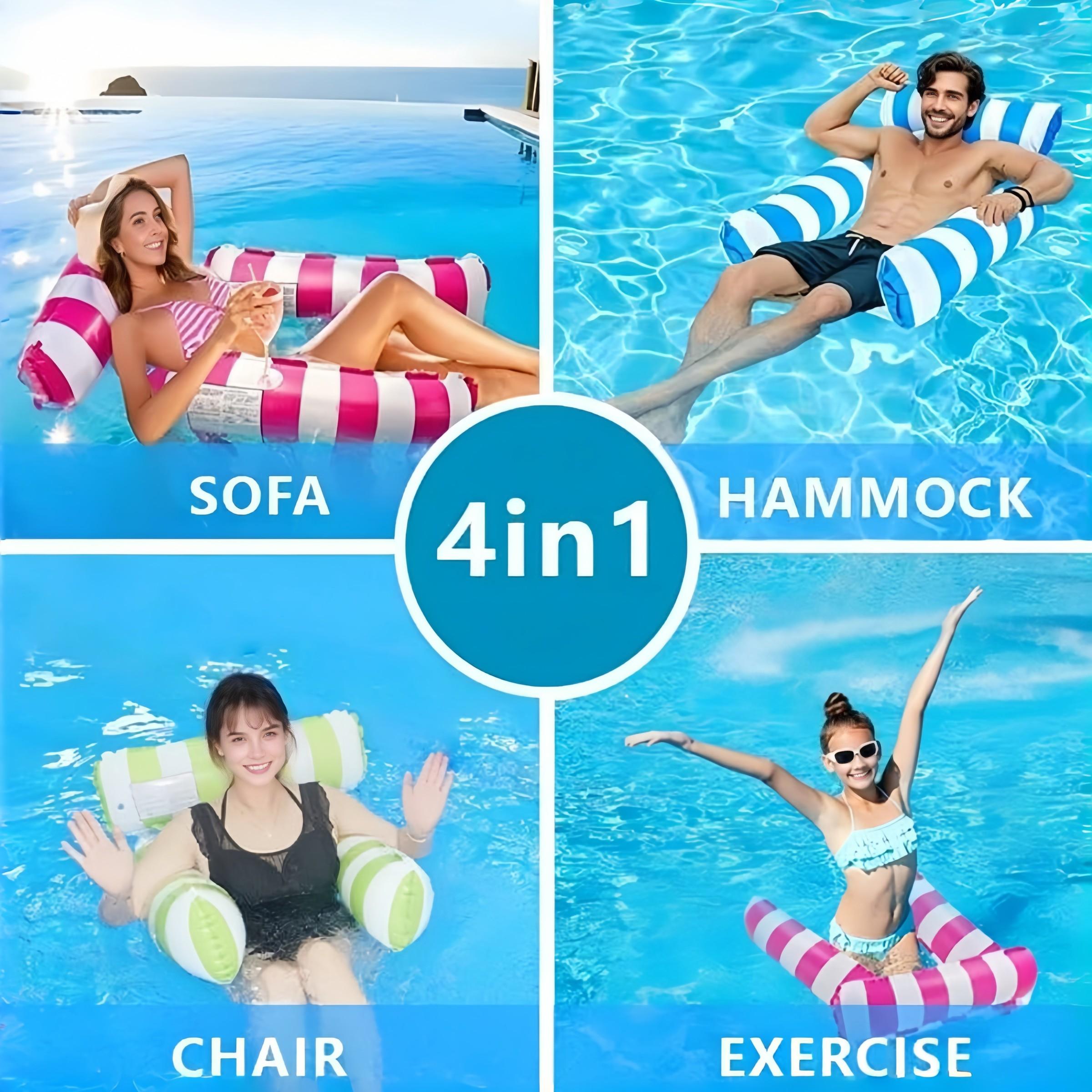 Inflatable Water Hammock Chair, Foldable Pool Float, Beach Party Furniture, Portable Lounge Bed, Summer Gift for Kids & Adults