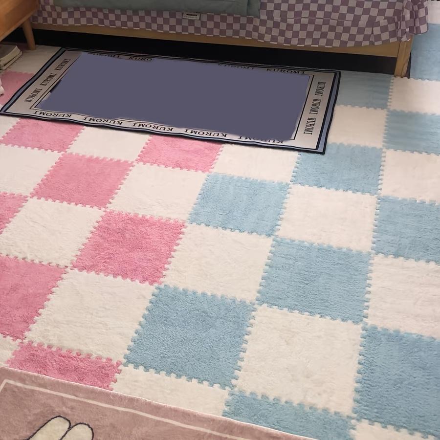 10pcs Solid Color Interlocking Mats, Washable Reusable Exercise Play Mats, Furry Soft Comfort Area Rugs for Living Room, Bedroom, Indoor and Outdoor Use