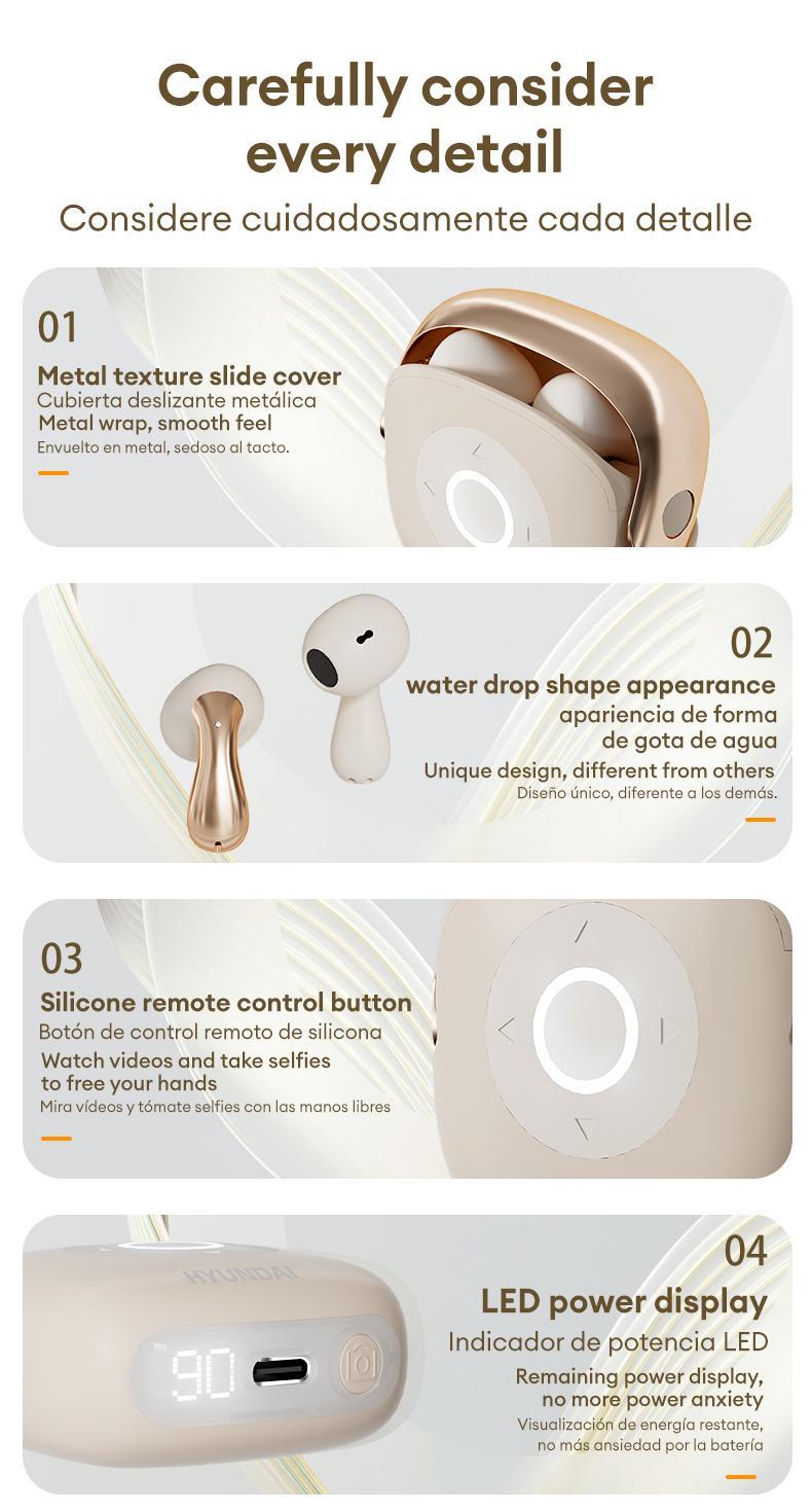 HYUNDAI SU6 TWS Bluetooth Remote Control Earbuds for Short Videos Viewing & Camera Remote HIFI Stereo Audio Headphones Compatible with Various System Electronic Headset