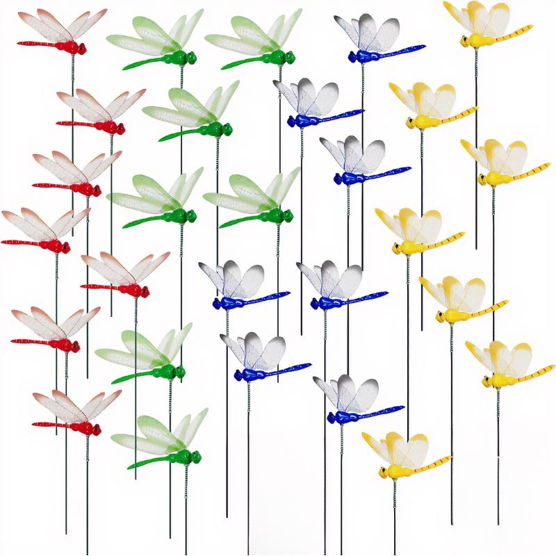 12/28 PCS 3D Dragonfly Garden Decor, Dragonfly Stakes Outdoor Art, Fly Deterrent & Bird Scare, DIY Lawn Patio Aesthetic Ornaments, Unique Home & Garden Gifts